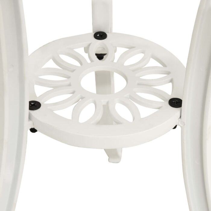 Table de jardin Blanc 62x62x65 cm Aluminium coulé – Image 4