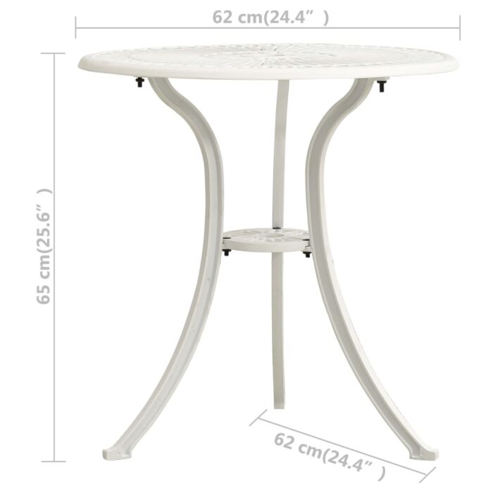 Table de jardin Blanc 62x62x65 cm Aluminium coulé – Image 5