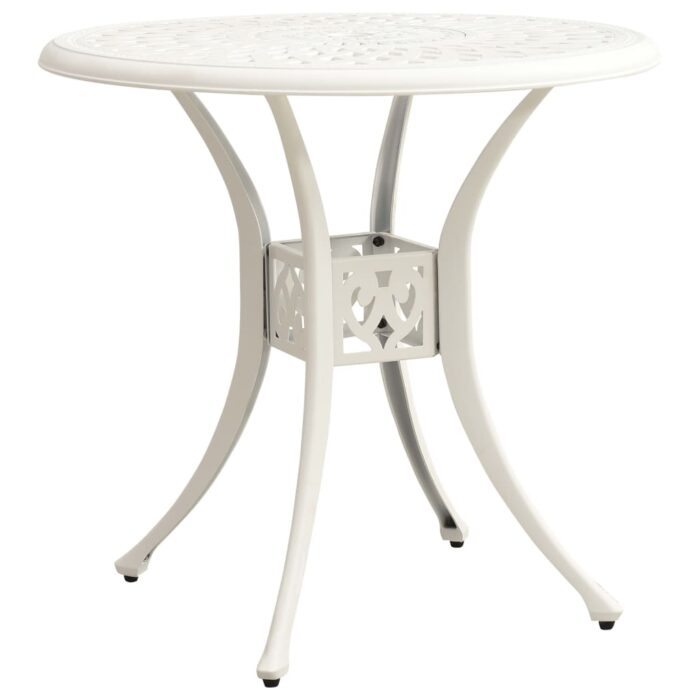 Table de jardin Blanc 78x78x72 cm Aluminium coulé – Image 1
