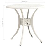 Table de jardin Blanc 78x78x72 cm Aluminium coulé – Image 5