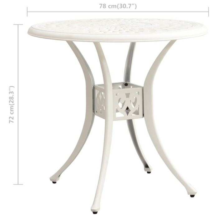 Table de jardin Blanc 78x78x72 cm Aluminium coulé – Image 5