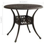 Table de jardin Bronze 90x90x74 cm Aluminium coulé – Image 5