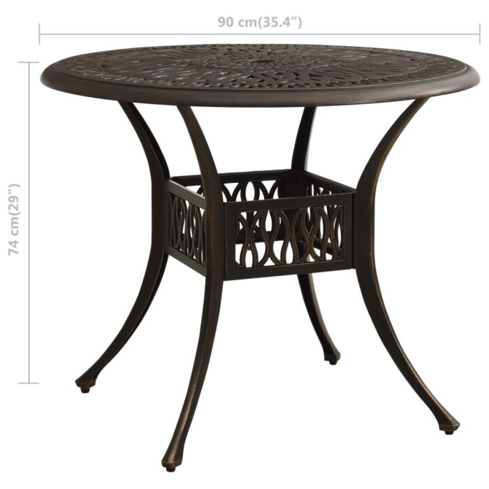 Table de jardin Bronze 90x90x74 cm Aluminium coulé – Image 5