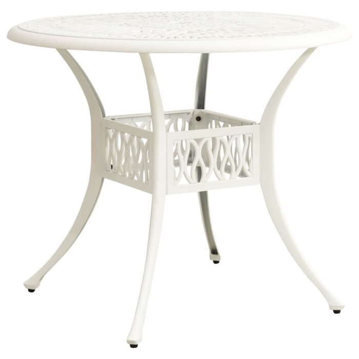 Table de jardin Blanc 90x90x74 cm Aluminium coulé – Image 1