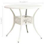 Table de jardin Blanc 90x90x74 cm Aluminium coulé – Image 5