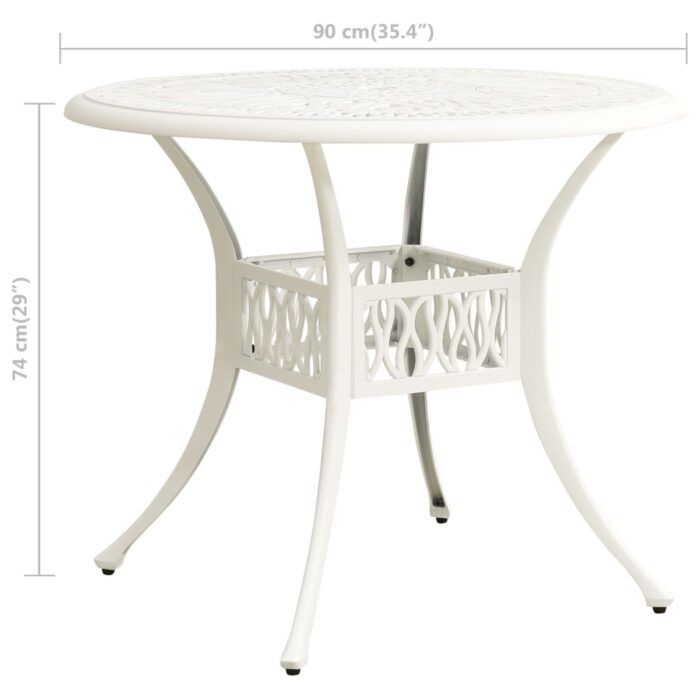 Table de jardin Blanc 90x90x74 cm Aluminium coulé – Image 5