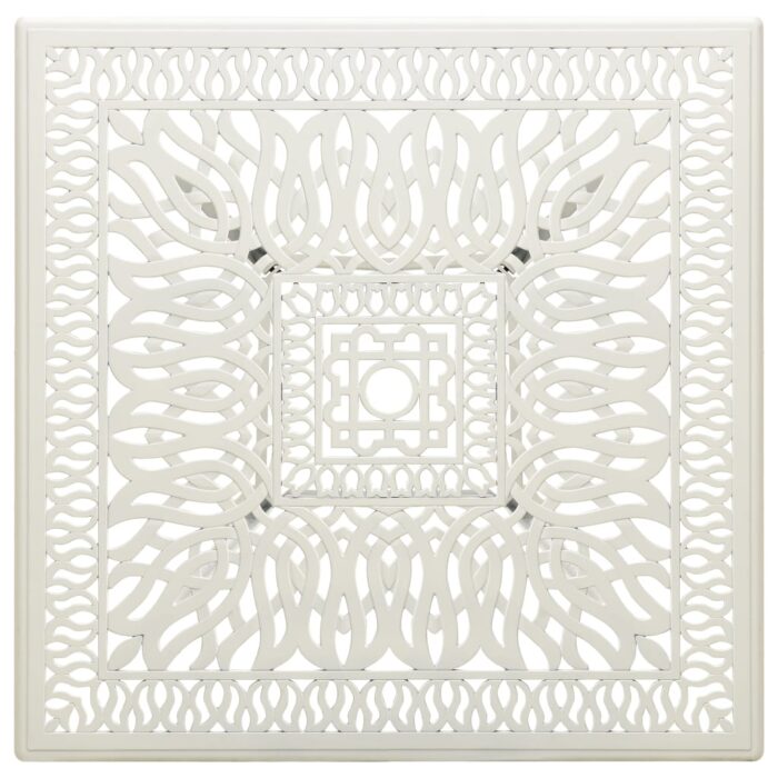 Table de jardin Blanc 90x90x73 cm Aluminium coulé – Image 2