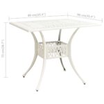 Table de jardin Blanc 90x90x73 cm Aluminium coulé – Image 5