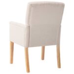 Chaises à manger avec accoudoirs lot de 2 beige tissu – Image 4