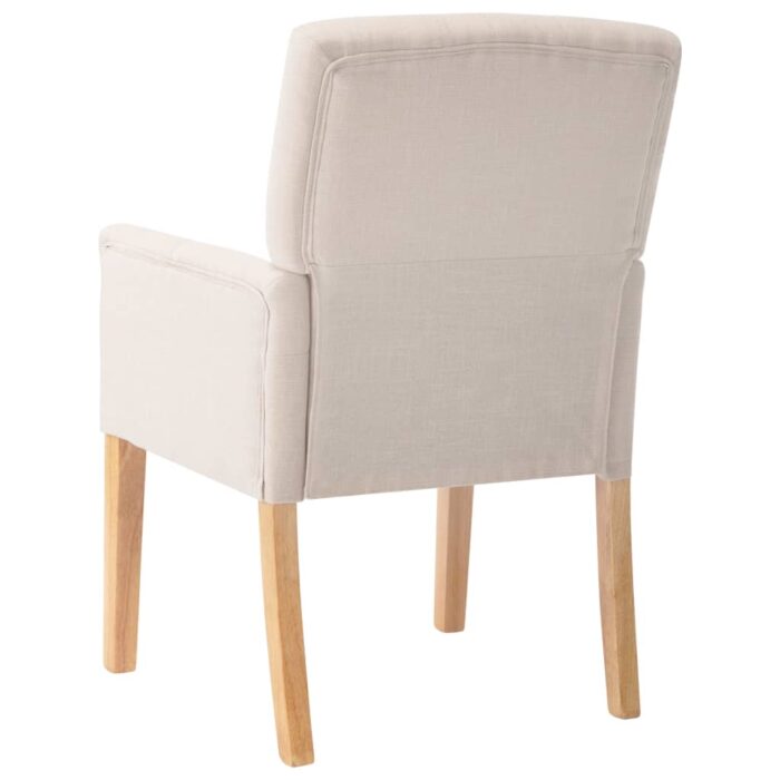 Chaises à manger avec accoudoirs lot de 2 beige tissu – Image 4