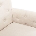 Chaises à manger avec accoudoirs lot de 2 beige tissu – Image 5