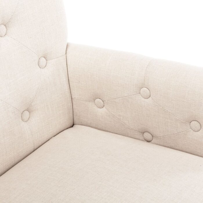 Chaises à manger avec accoudoirs lot de 2 beige tissu – Image 5