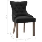 Chaises à manger lot de 4 noir tissu – Image 6
