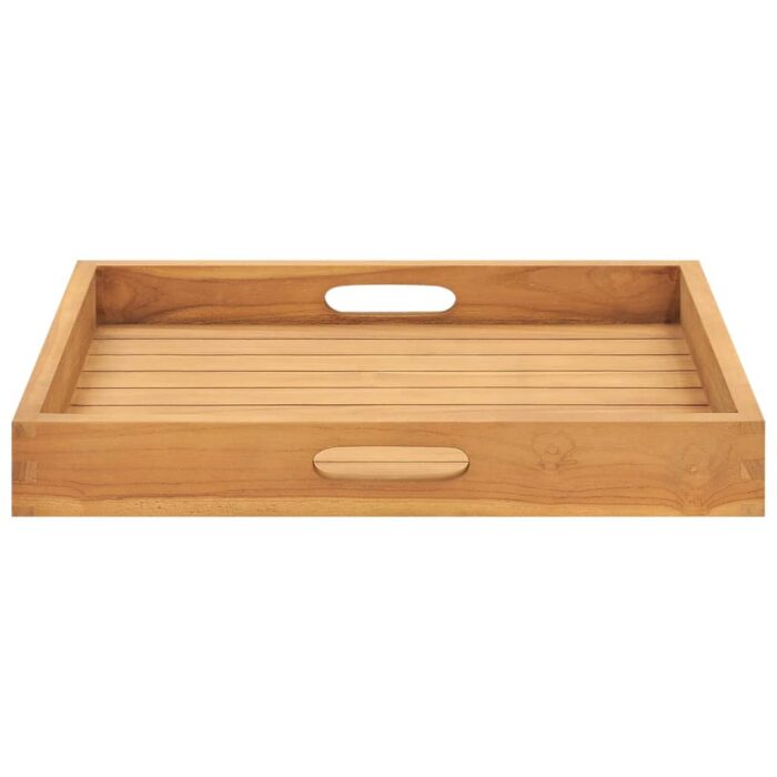 Plateau de service 50x50 cm Bois de teck massif – Image 3