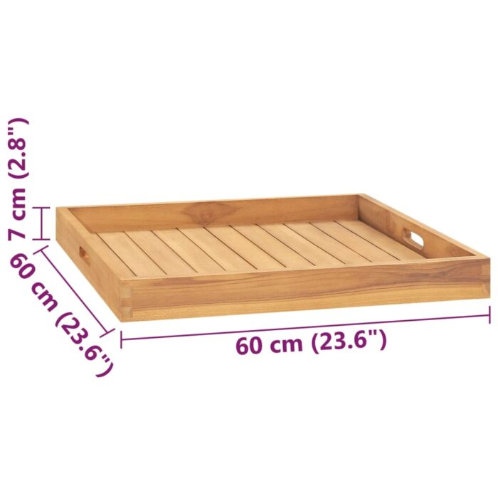 Plateau de service 60x60 cm Bois de teck massif – Image 7