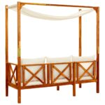 Banc de jardin avec table et repose-pieds Bois d'acacia solide – Image 3