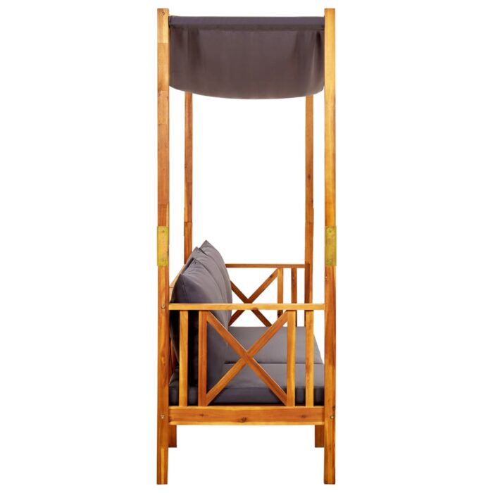 Banc de jardin avec auvent et repose-pieds Bois d'acacia solide – Image 4