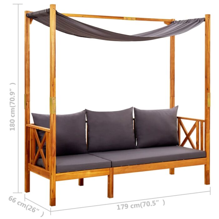 Banc de jardin avec table et repose-pieds Bois d'acacia solide – Image 9