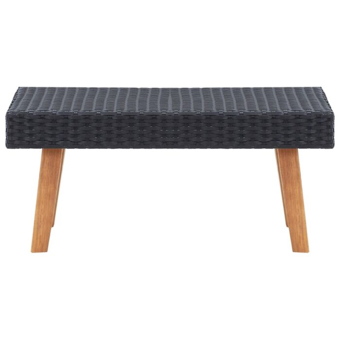 Salon de jardin 4 pcs avec coussins Résine tressée Noir – Image 8