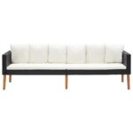 Salon de jardin 5 pcs avec coussins résine tressée noir – Image 8