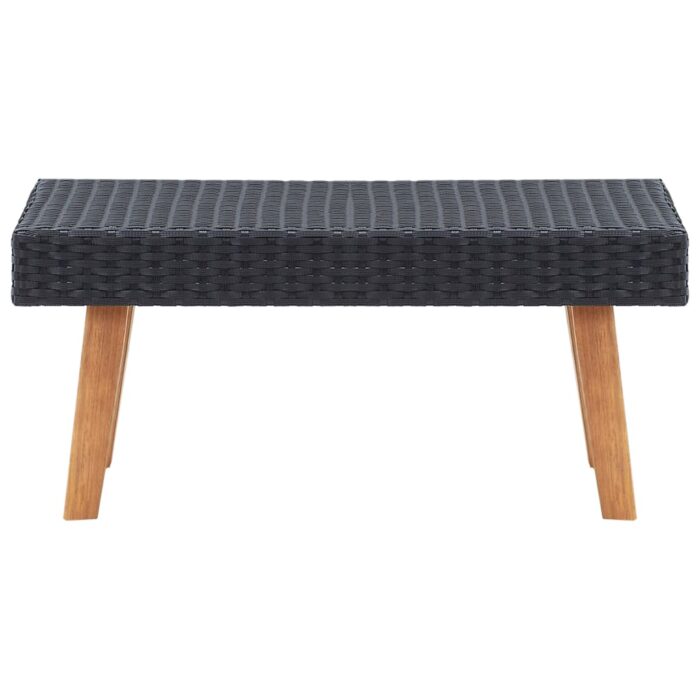 Salon de jardin 4 pcs avec coussins Résine tressée Noir – Image 5