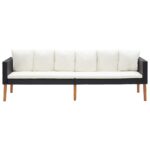 Salon de jardin 2 pcs avec coussins Résine tressée Noir – Image 6