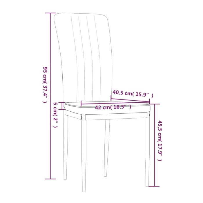 Chaises à manger lot de 2 Noir Velours – Image 7