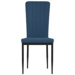 Chaises à manger lot de 4 Bleu Velours – Image 2