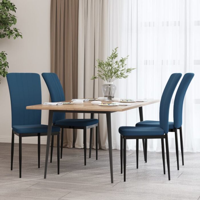 Chaises à manger lot de 4 Bleu Velours – Image 1