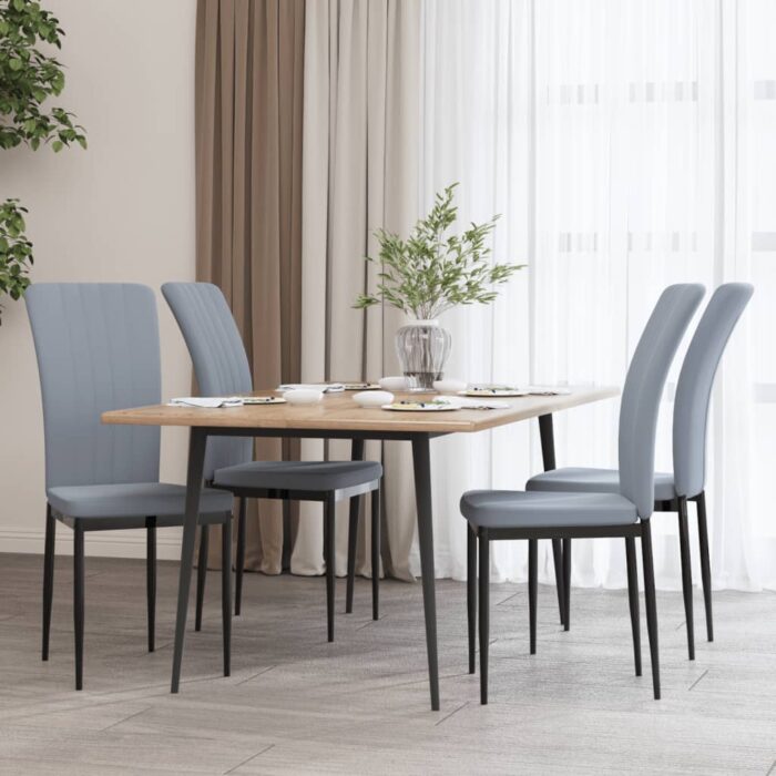 Chaises à manger lot de 4 Gris clair Velours – Image 1