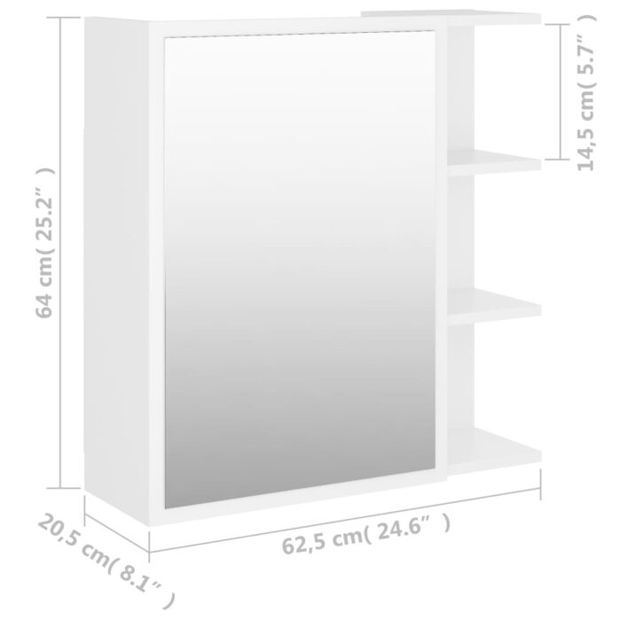 Armoire à miroir de salle de bain Blanc Bois d’ingénierie – Image 8