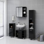 Armoire à miroir de salle de bain Noir Bois d’ingénierie – Image 2