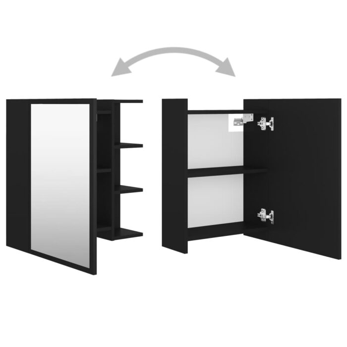 Armoire à miroir de salle de bain Noir Bois d’ingénierie – Image 3