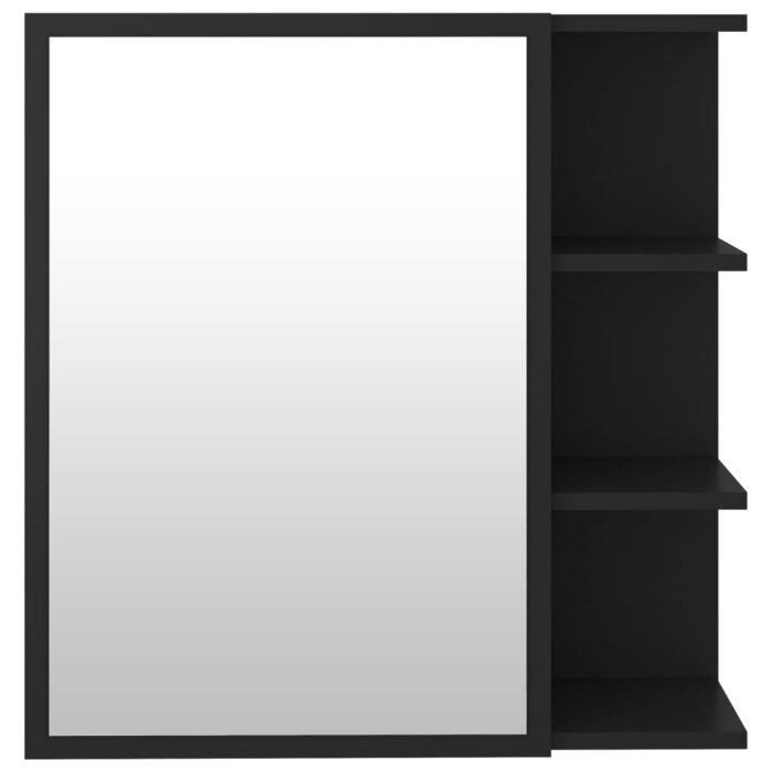 Armoire à miroir de salle de bain Noir Bois d’ingénierie – Image 4