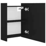 Armoire à miroir de salle de bain Noir Bois d’ingénierie – Image 5