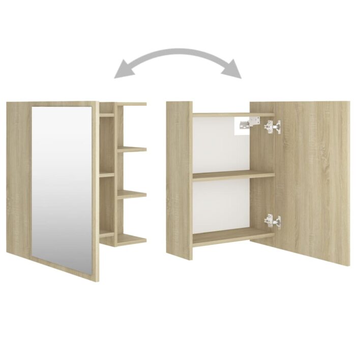 Armoire à miroir de salle de bain Chêne sonoma Bois ingénierie – Image 4