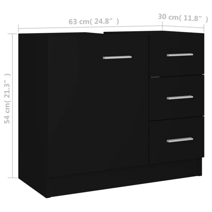 Armoire d'évier Noir 63x30x54 cm Bois d'ingénierie – Image 6