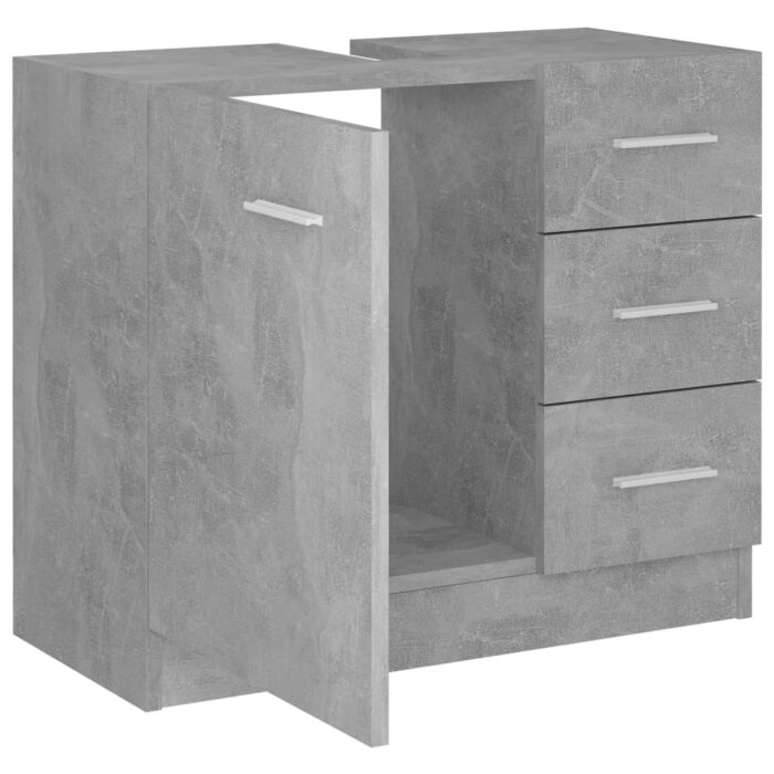 Armoire d'évier Gris béton 63x30x54 cm Bois d'ingénierie – Image 5