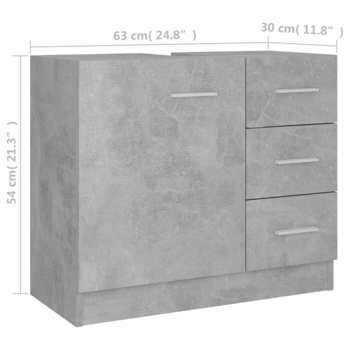 Armoire d'évier Gris béton 63x30x54 cm Bois d'ingénierie – Image 6