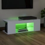 Meuble TV avec lumières LED Blanc 90x39x30 cm – Image 2