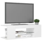 Meuble TV avec lumières LED Blanc 90x39x30 cm – Image 4
