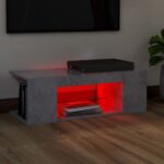 Meuble TV avec lumières LED gris béton 90x39x30 cm – Image 3