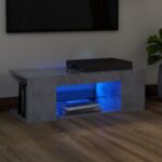 Meuble TV avec lumières LED gris béton 90x39x30 cm