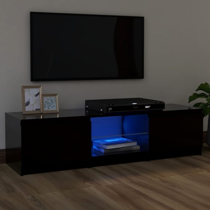 Meuble TV avec lumières LED Noir 120x30x35,5 cm – Image 1