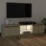 Meuble TV avec lumières LED chêne sonoma 120x30x35,5 cm – Image 3