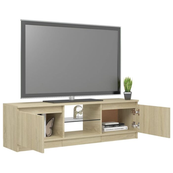 Meuble TV avec lumières LED chêne sonoma 120x30x35,5 cm – Image 4