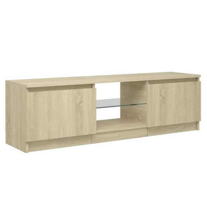Meuble TV avec lumières LED chêne sonoma 120x30x35,5 cm – Image 5