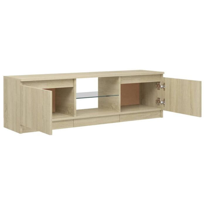 Meuble TV avec lumières LED chêne sonoma 120x30x35,5 cm – Image 6