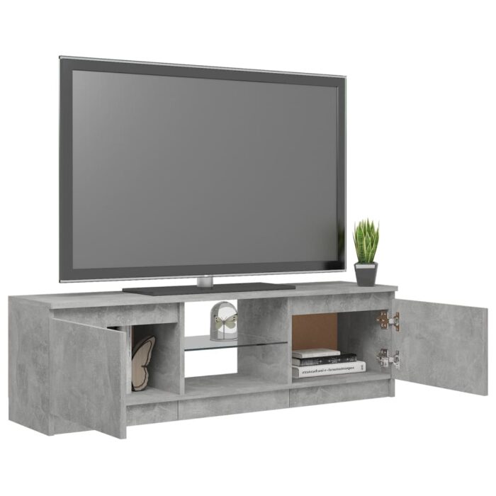 Meuble TV avec lumières LED gris béton 120x30x35,5 cm – Image 4