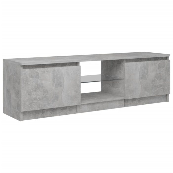 Meuble TV avec lumières LED gris béton 120x30x35,5 cm – Image 5